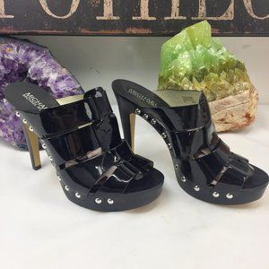 Michael Kors Black Platform Heels Stud Leather  MK